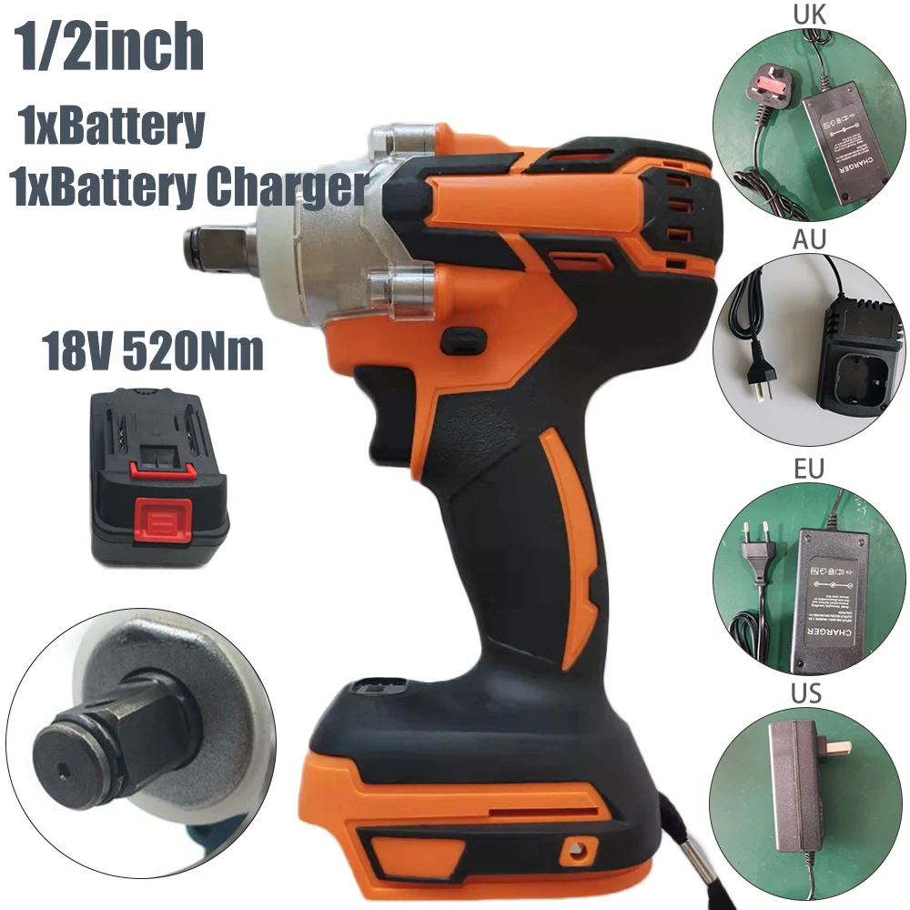

Handheld Electric Wrench Quick Release Torque Impact Driver Rechargeable Battery LED Working Light Power Tools