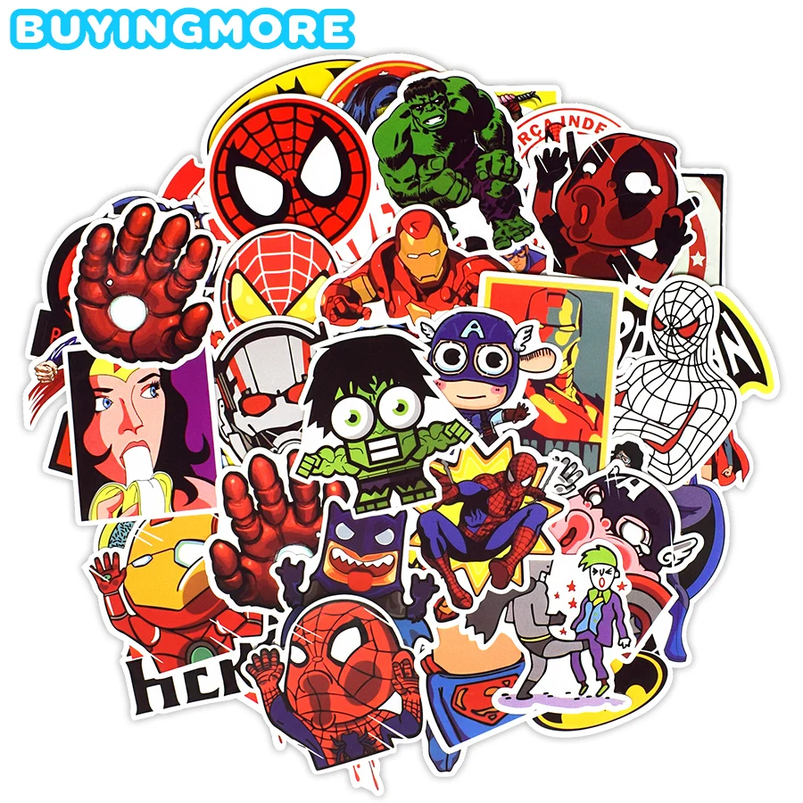 

50 PCS Anime Stickers Movie Classic Role Super Cool Hero Decal Stickers Waterproof to DIY Laptop Skateboard Guitar Suitcase Car