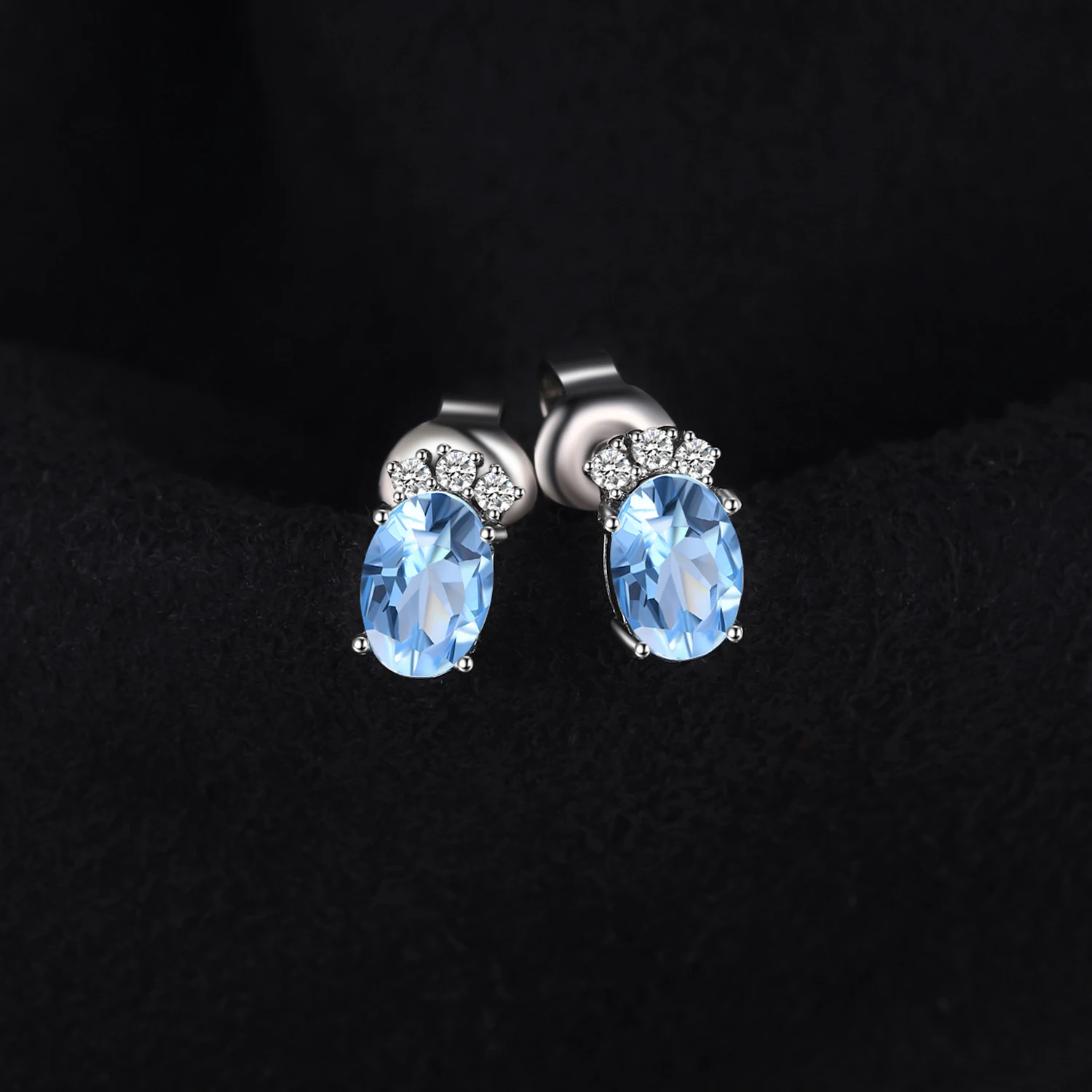 Jewelrypalace классический 1ct овальный Природный Голубой топаз Серьги гвоздики Твердые