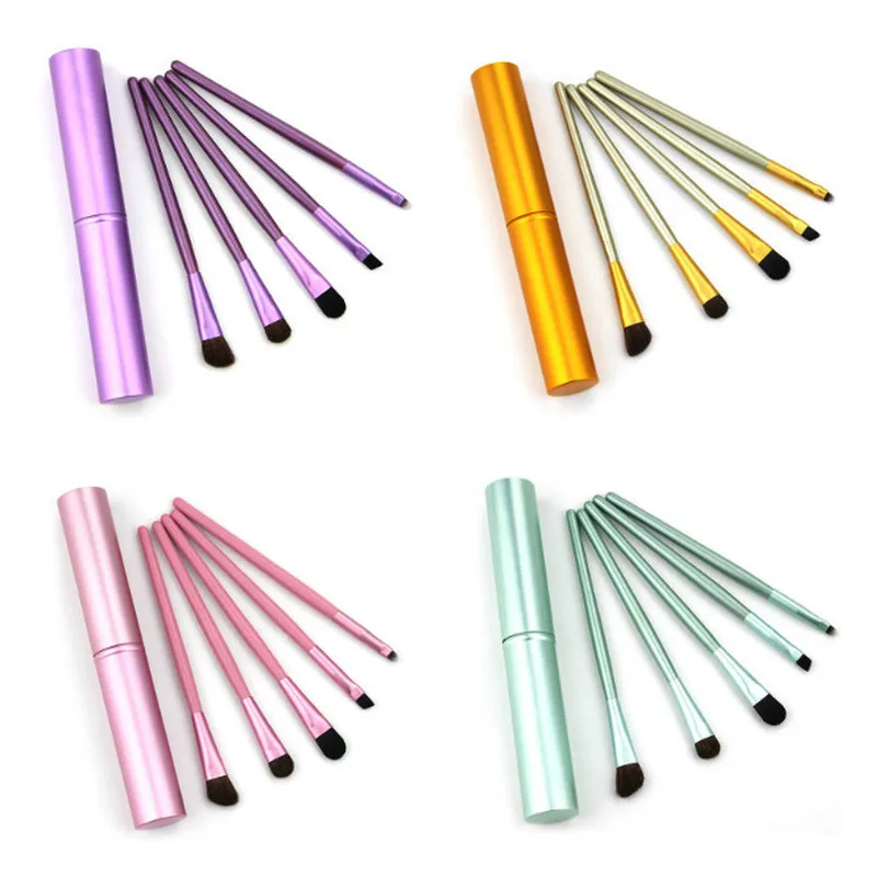 

Portable Mini Makeup Brush Horse Hair and Wool Fiber Material Cosmetics Tools Eye Shadow/Foundation Brushes with Metal Cylinder