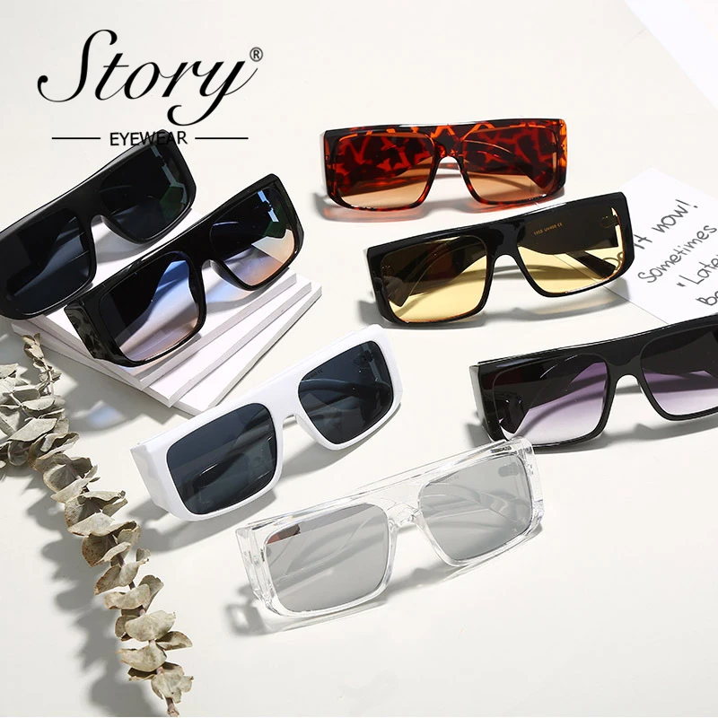 Story fashion Square Gradient Sunglasses Women Men 2020 Brand Designer Vintage Leopard Clear Frame Windproof Goggles S1955G 6