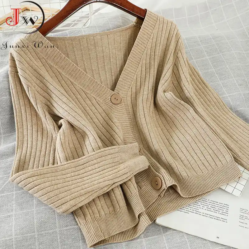 Casual Women's Sweaters Cardigans Spring Autumn Long Sleeve Solid Black  White V Neck Knitted Sweater Jackets Jumpers Pull Femme| | - AliExpress
