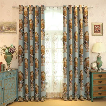 

Modern European Curtain Window Curtains for Living Room and For Bedroom Embroidery Yarn Chenille