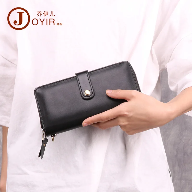 

Korean-style Retro Leather Wallet RFID Anti-Theft Brush Women's Wallet Card Bit More Mobile Phone Bag Clutch WOMEN'S Cow Leather