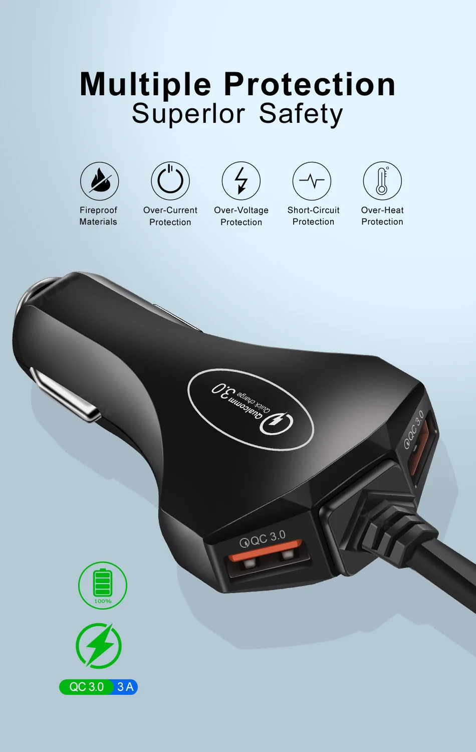 Автомобильное usb зарядное устройство quick charge qc3.0 для планшета xiaomi samsung note 9 iPhone cargador wall 62 Вт 4 порта мульти штекер Адаптер pd зарядка