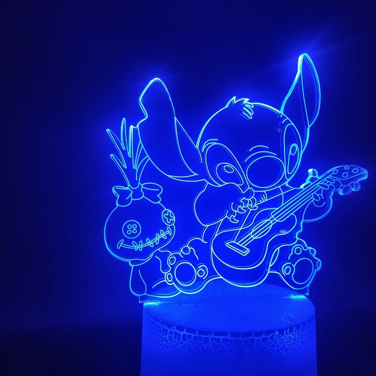 Стежка собака 3d лампа прекрасный мультфильм воспроизводит гитарную светодиодную ночную лампу многоцветная с пультом дистанционного управления для комнаты декоративное ночное освещение