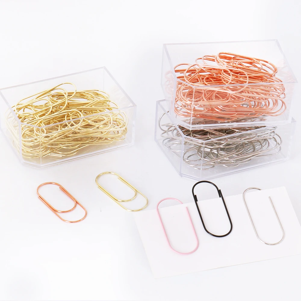 50pcs/box 50mm Rose Gold Paperclips Electroplating Metal Paper Clips Photo Clip Paper Clips Decorative Stationary H0166 paper clips