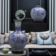 Цзиндэчжэнь керамика китайский стиль ваза украшения ручная роспись лучший античный синий и белый традиционный ремесло ручной работы 4 модели