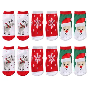 

1 Set 3 Pairs Christmas Baby Socks Thickened Mid-Calf Socks For Kids Christmas New Year Gift