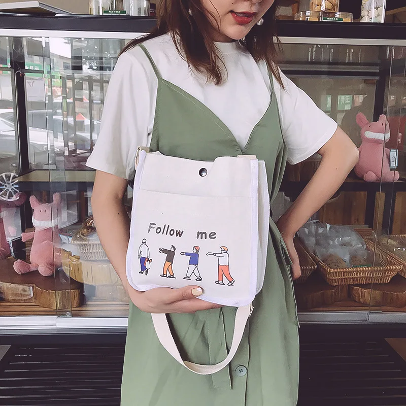 

New Style Japanese Korean Mini Canvas Shoulder WOMEN'S Bag Students Shoulder Versatile Literature And Art Hipster Canvas Water M