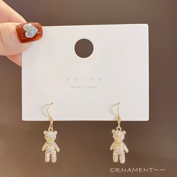 

Micro Pave Full of Crystals Bear High Grade Sense Earrings New Style Elegant Female Ear Stud Ear Stud Earrings 925 Silver Manufa