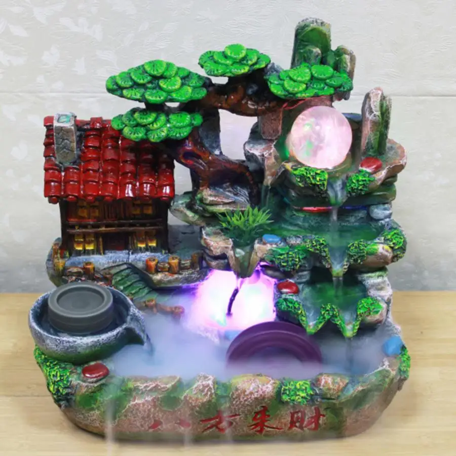 

Desktop Electric Water Fountain LED Table Fountain Decor Indoor Outdoor Portable Tabletop Decorative Zen Meditation Waterfall