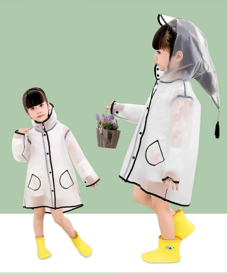 Прозрачный водонепроницаемый детский непромокаемый плащ EVA дождевик ветрозащитное пончо для девочек детский непромокаемый костюм