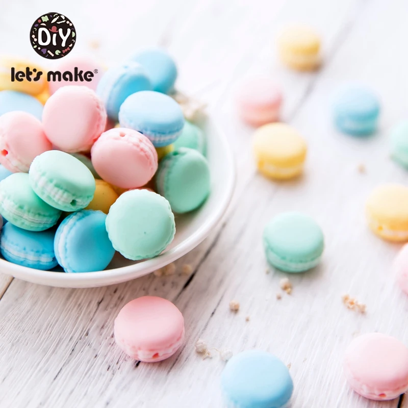 

Let'S Make 50Pc Silicone Teethers Macaron Toys For Kids Bpa Free Food Grade Silicone Teething Bead Diy Accessory Kids Chew Toys
