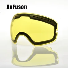 AFS-0031 Yellow Night Vision lens Original Ski Goggles Lens Anti-fog Big Spherical Ski Glasses Snow Goggles Eyewear Lenses 3100