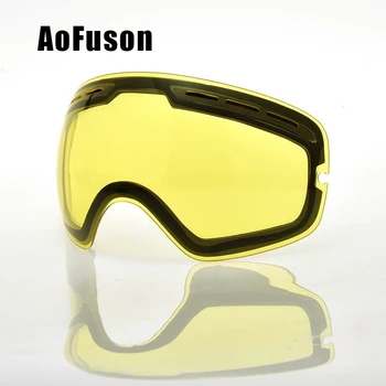 

AFS-0031 Yellow Night Vision lens Original Ski Goggles Lens Anti-fog Big Spherical Ski Glasses Snow Goggles Eyewear Lenses 3100