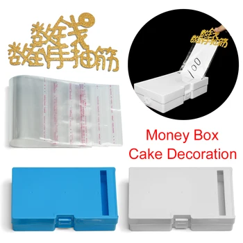 

1Set Cake Surprise Birthday Cake Topper Money Box Funny Cake ATM Happy Birthday Decoration Gifts With 20 Transparent Bags Dropsh