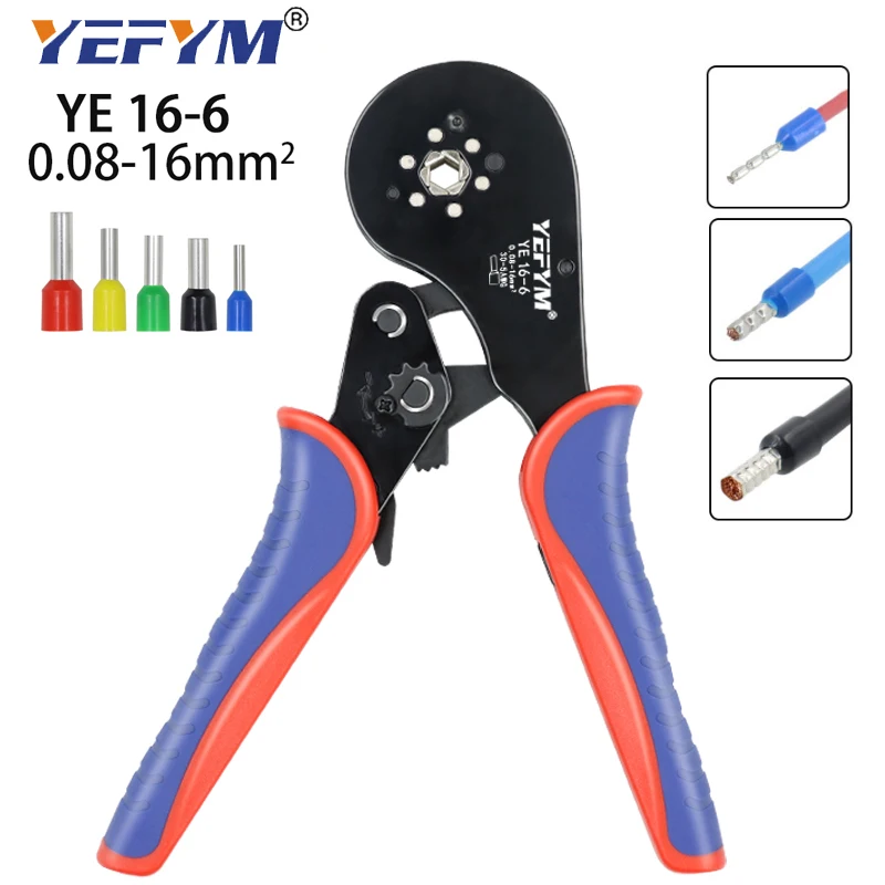 0.08-16mm2 YE 16-6 Tubular Terminal Crimping Tools With 1200pcs/box terminals New mini pliers precision electrical clamps set