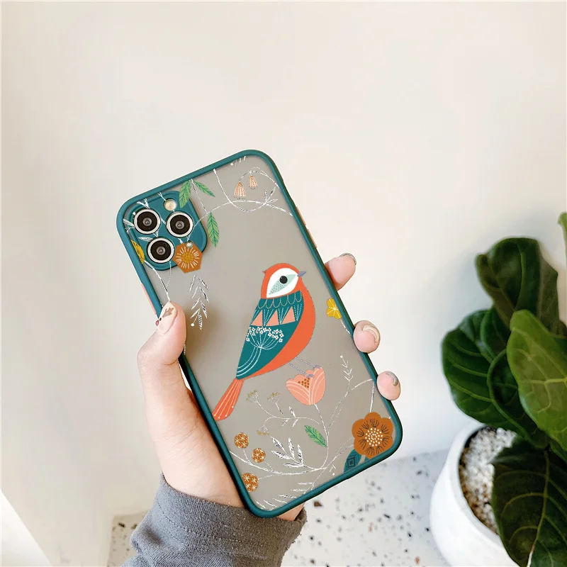 Floral Bird Design Phone Case With Owl & Swan Illustrations