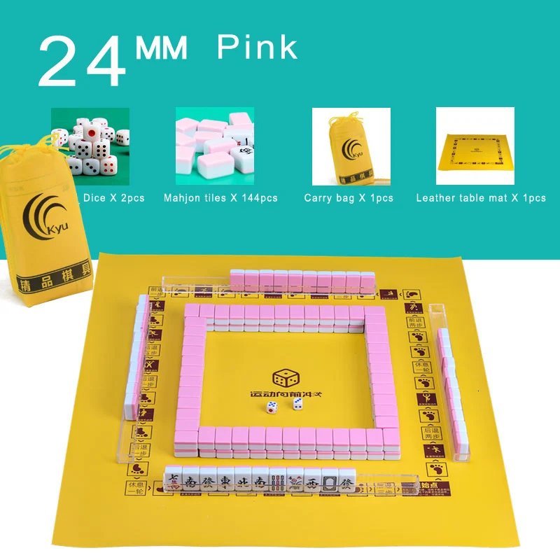 24mm pink no box Горячая Мини маджонг портативный складной ящик для хранения Majiang набор настольная игра Mah-jong Путешествия Крытый развлечения Настольные игры - Цвет: 24mm pink no box