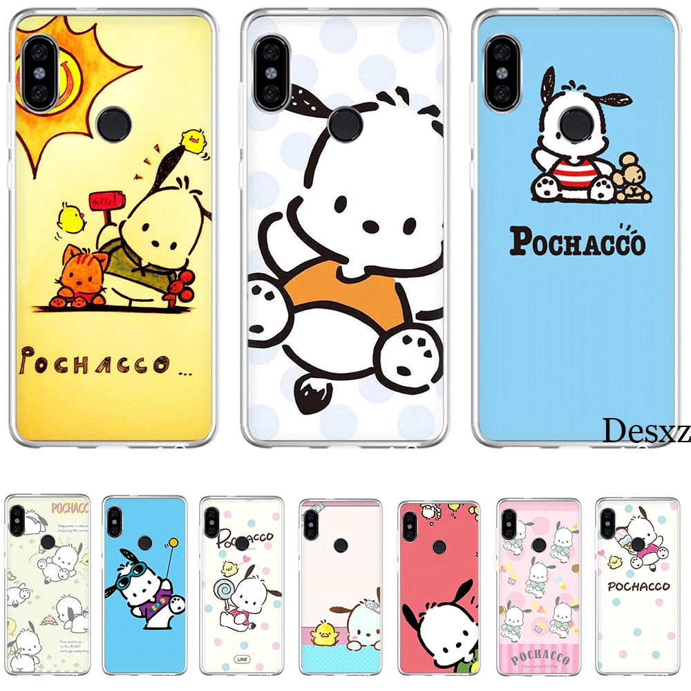 Mobile Phone Case Tpu For Xiaomi Redmi Note 4 4X 5 5A 6 7 8 8T k30 poco x2 Pro Cover Cute Cartoon Black Pochacco Dog | Мобильные
