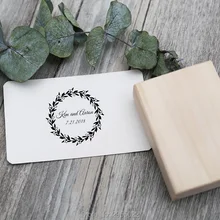 Пользовательский Свадебный венок каллиграфия пара печать, деревянная резиновая печать, персонализированная Свадебная классическая печать