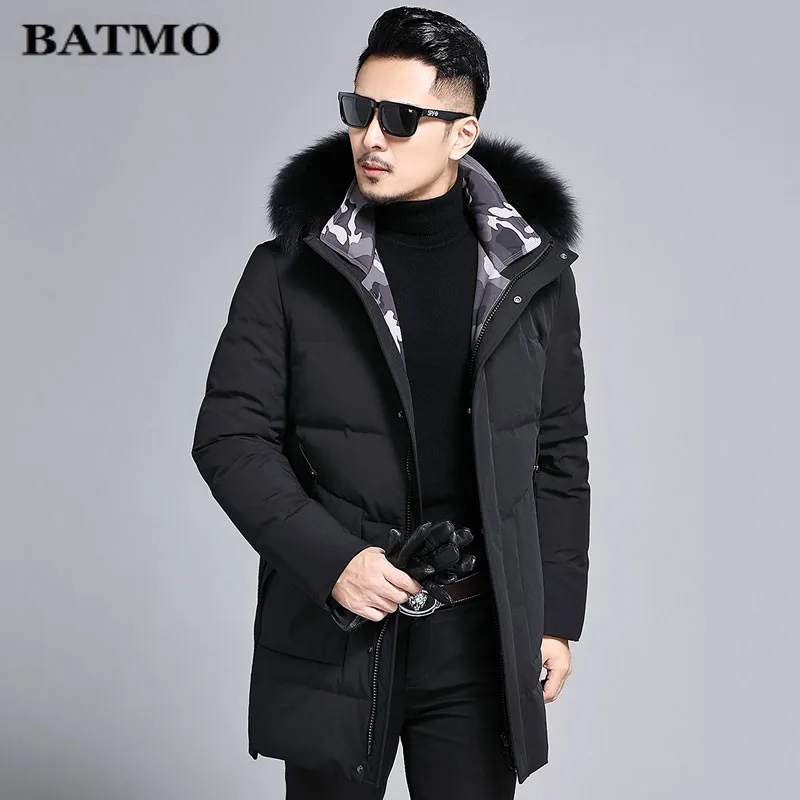 BATMO 2019 Новая зимняя мужская куртка из 80% белого утиного пуха с меховым воротником