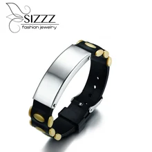 Список титановой стали изогнутая длина регулируемый три цветной силиконовый браслет и браслеты для мужчин