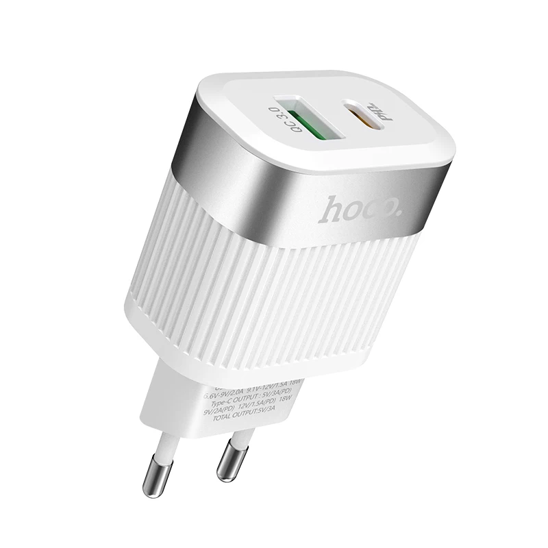 HOCO PD QC3.0 USB быстрое зарядное устройство для телефона 18 Вт Быстрая зарядка 3,0 ЕС США вилка настенный USB зарядное устройство адаптер полное соглашение для iPhone samsung - Тип штекера: Европейский Союз (ЕС)