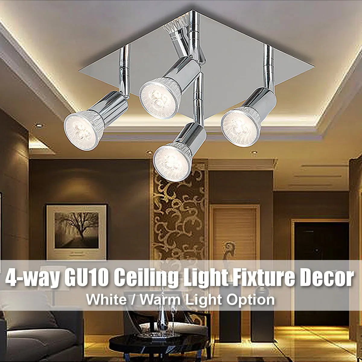 

4-Way GU10 Ceiling Light Fittings Adjustable Ceiling Lamp Home Fixture 12W 220V Living Room Decoration Boutique Shop Lighting