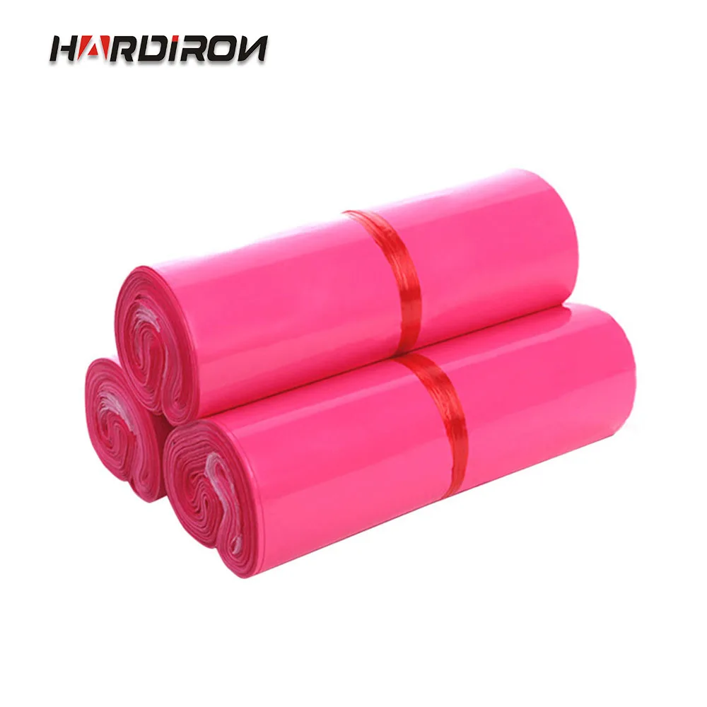 

HARDIRON 100pcs Pink Self-adhesive Glue Delivery Bag 28*42 Storage Bag Waterproof Plastic Multi-envelope Postman Postal Pouch