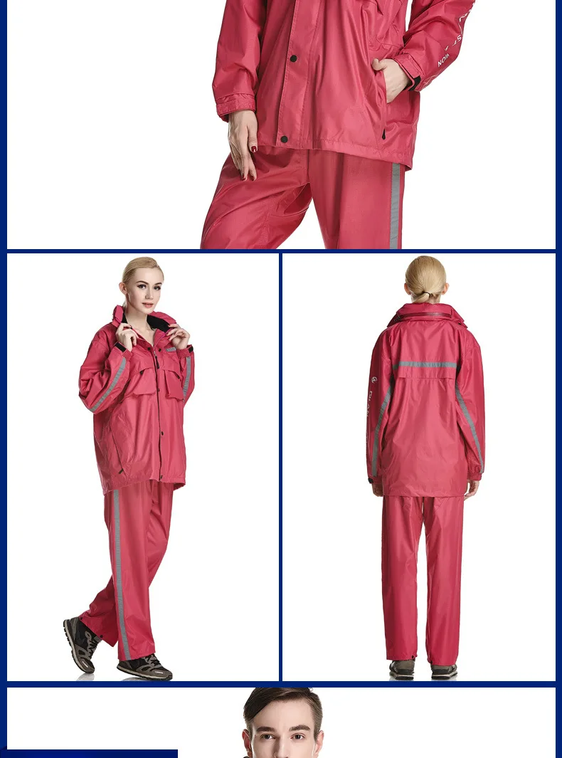 Raincoat Adult Split Type Set E-Bike Motorcycle Poncho Double Layer Thick Men And Women Single Person Raincoat And Rain Pants Se