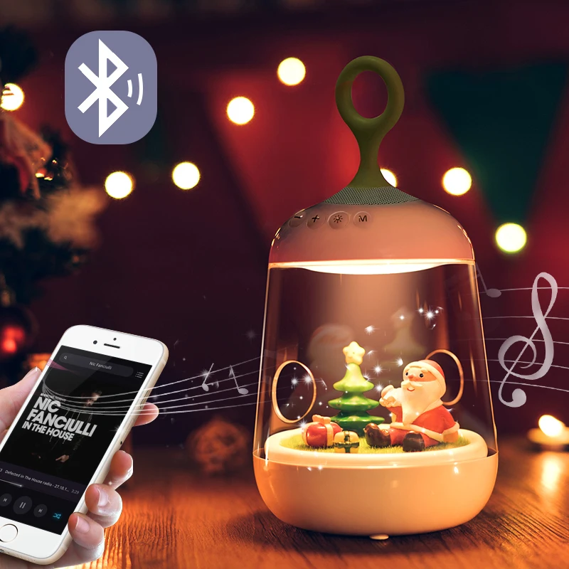 Bluetooth динамик свет Рождественские подарки для детей беспроводной динамик с яркая светодиодная лампа для ночного чтения растения для мини ландшафта