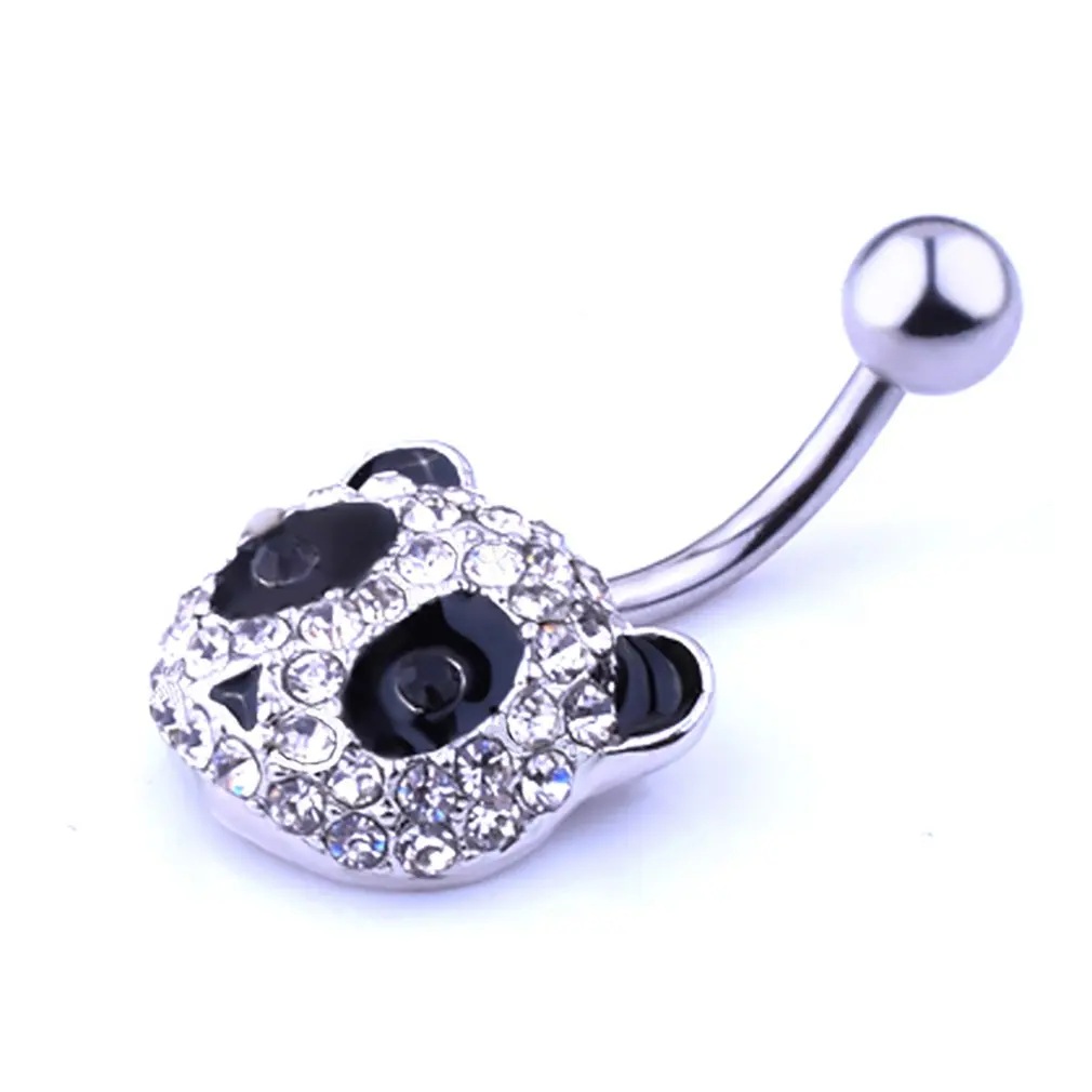 Q01344 National Wind Panda Diamond Piercing Jewelry Bright Belly Button Ring Navel Rings Anti Allergy Jewellery |
