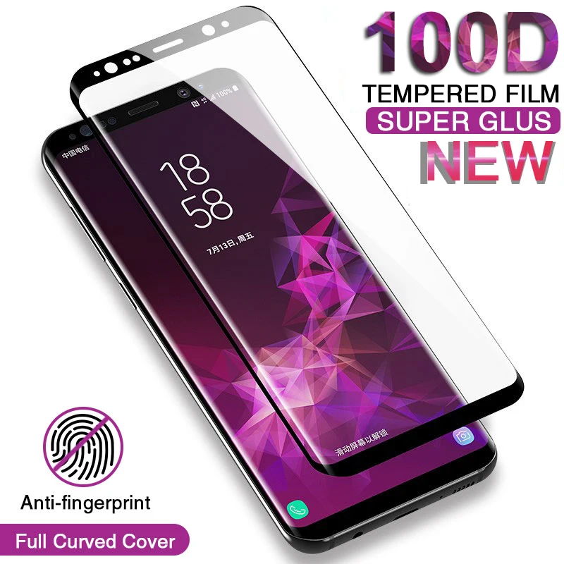 

100D Curved Cover Tempered Glass on For Samsung Galaxy S9 S8 Note 8 9 S7 S6 Edge S8 S9 Plus Screen Protective Glass Film Case