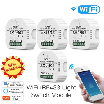 

1Gang 1/2Way WiFi+RF433 Smart Light Switch Module Work With Alexa Google Home Smart Life/tuya App Remote Control