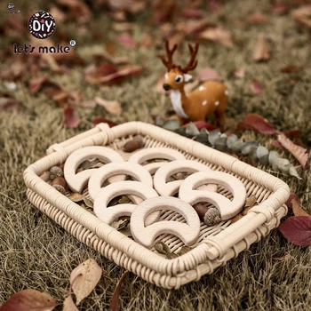 

Let'S Make 58mm 20pcs Beech Wooden Teether Moon Wooden Teethers Toys Wood Teether Bpa Free Wooden Baby Teether