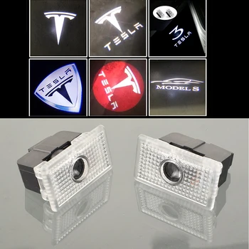

2Pcs LED Car Door Light For Tesla Model 3 Model S Model X Auto Logo Welcome Door Light Projector Laser Ghost Shadow Lamp
