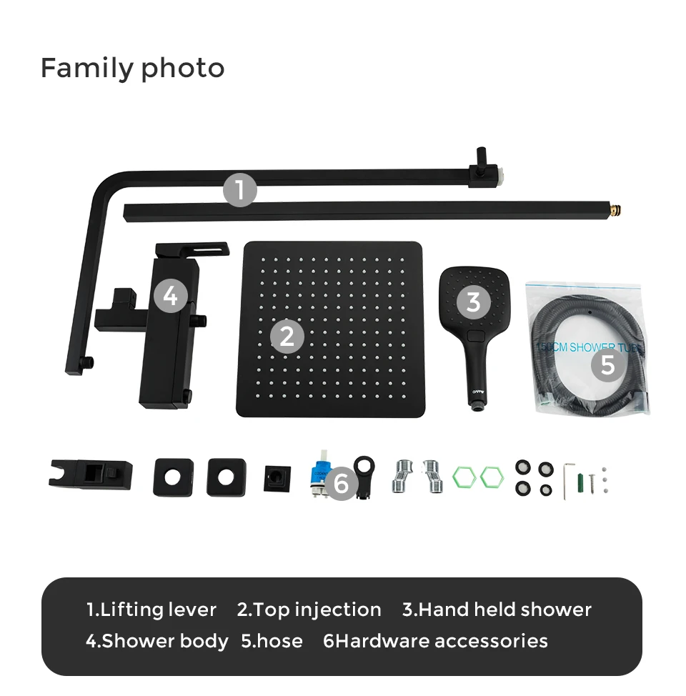 Bathroom Mixer Brass Waterfall Shower System Black Faucet Mixer