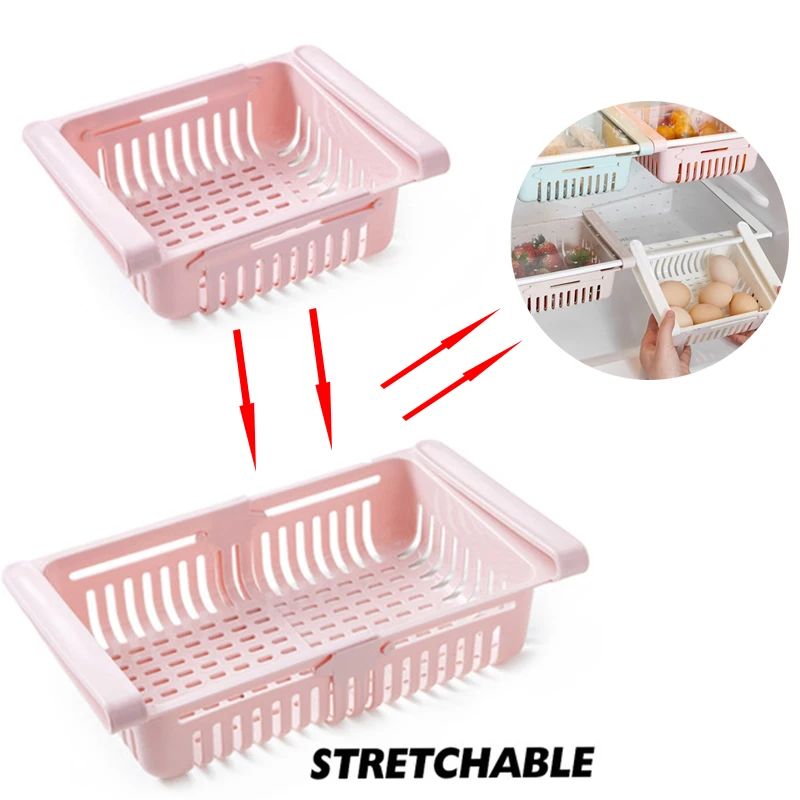 

Kitchen Adjustable Stretchable Refrigerator Organizer Drawer Basket Refrigerator Pull-out Drawer Fresh Spacer Layer Storage Rack