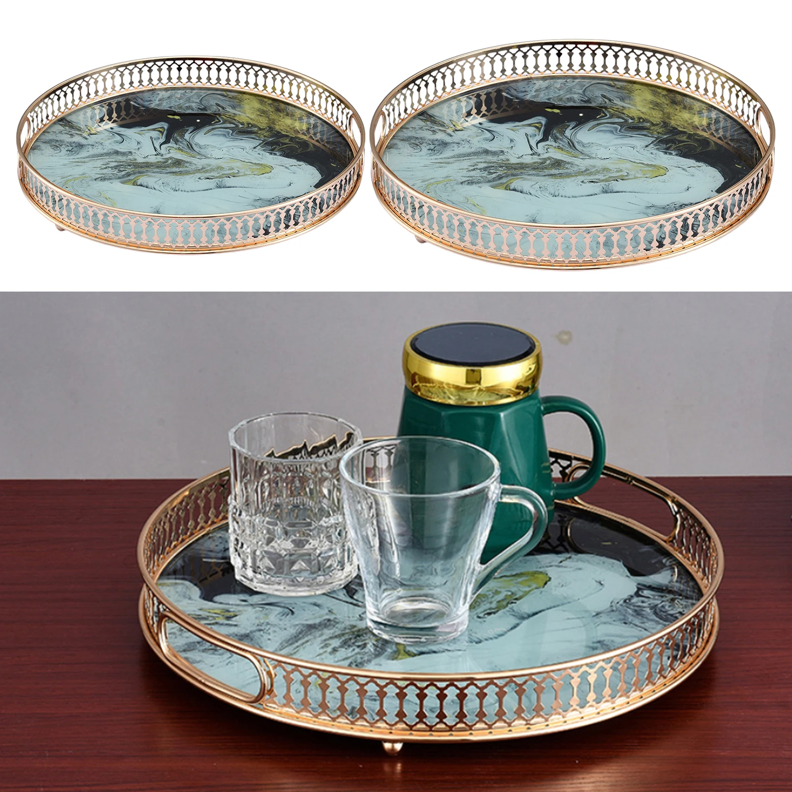 Mirror Glass Decorative Serving Tray Wedding Home Table Candle Tray for Jewelry