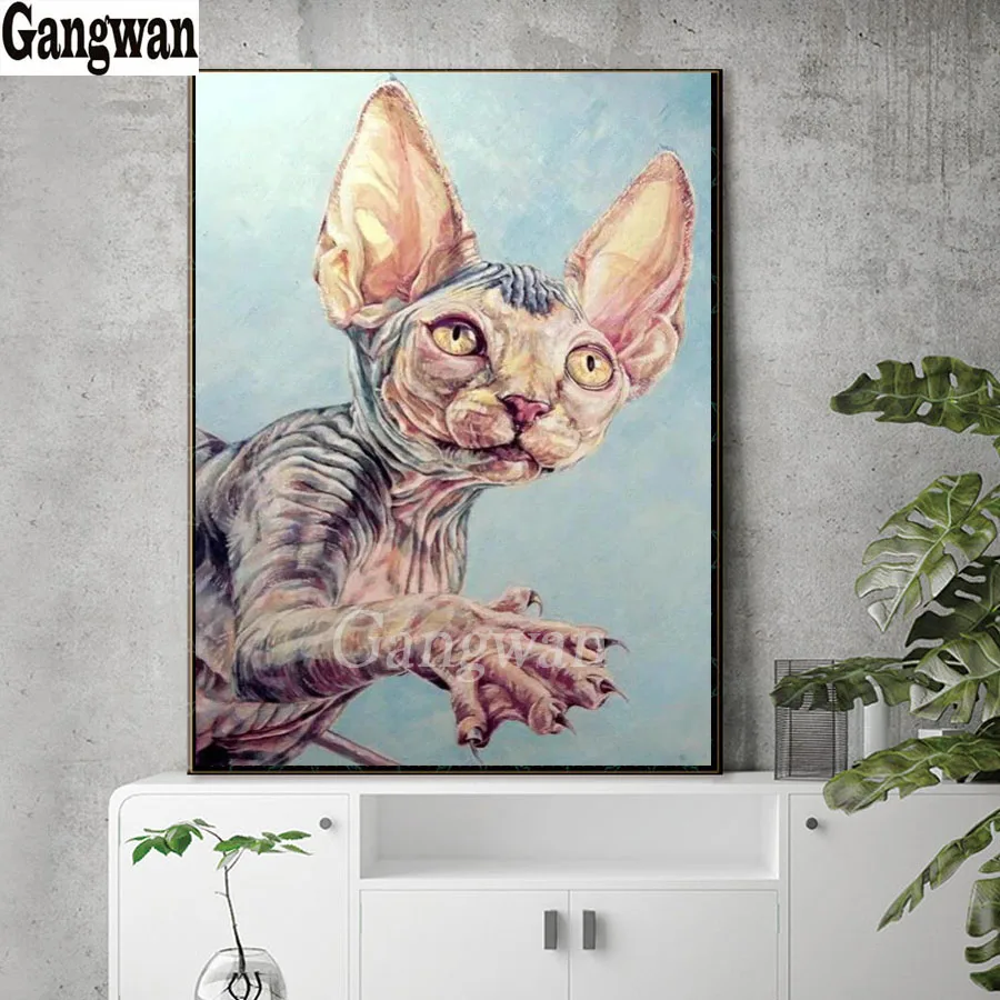 Алмазная вышивка Сфинкс для самостоятельной сборки картина с котом полный