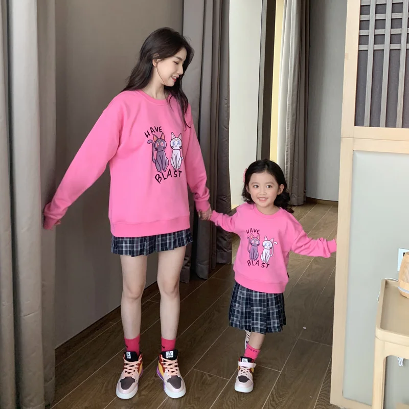 Parent-Child Wear Mother-Daughter Matching Outfit Western Style Cute Sweater 2021 Autumn and Winter New High-End Korean | Женская одежда