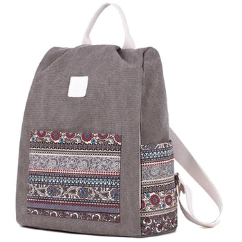

AUAU-Women's Canvas Backpack Retro Style Floral School Backpack Travel Small Backpacks Female Casual Daypack Bags