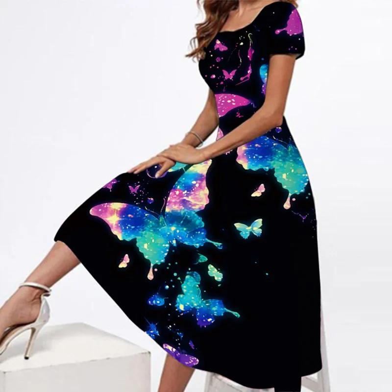 WAYOFLOVE Spring Summer Long Dresses Women Elegant Casual Slim Short Sleeve Pink Floral Printed Dress Beach Vestidos Dress Party plus size wedding dresses