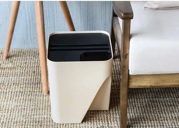 Корзина для мусора в японском стиле с крышкой для дома, гостиной, кухни, ванной комнаты, ведро для хранения сухих и влажных продуктов