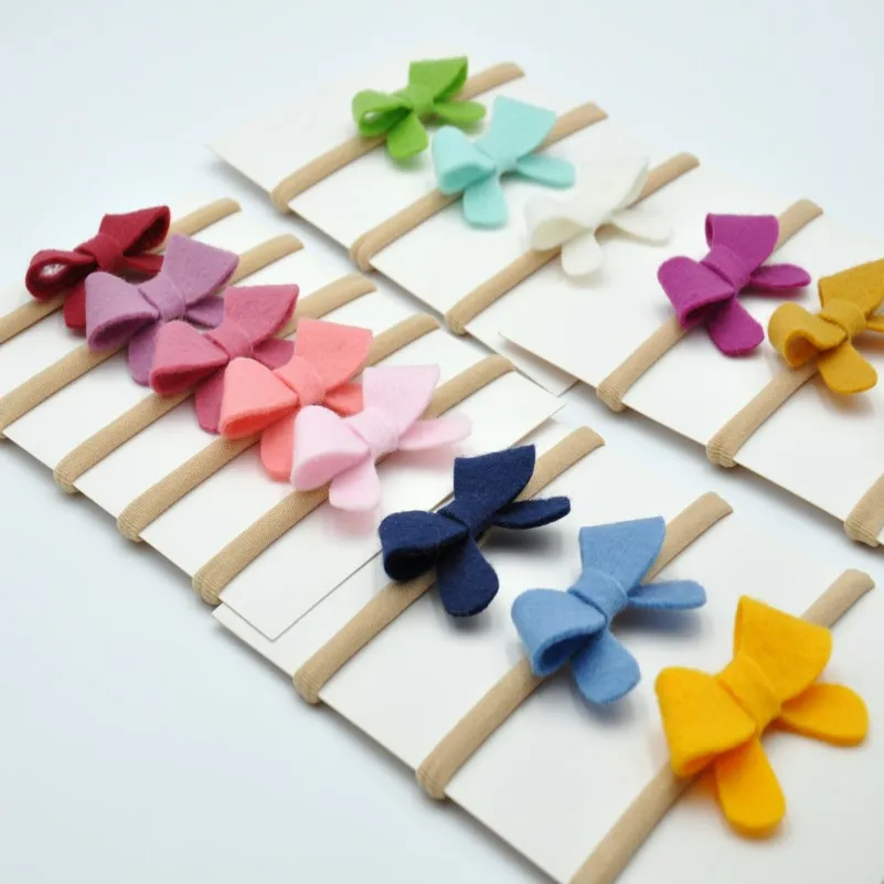 

28pcs/lot 2inch Handmade Felt Bow Headband Tiny Bow Hair Band for Baby Girl Infant Hair Accessory