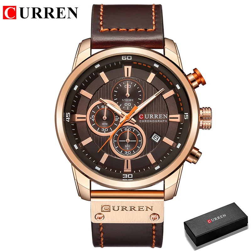 CURREN ساعة رجالية جلدية رياضية