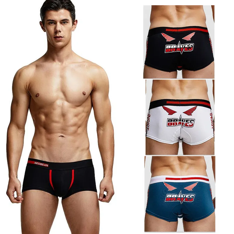

New Men's Underwear Fashion Cotton Boxer Print low-rise shorts Male Boxers Elegant Intimates Pajama - 3 Colors Choice