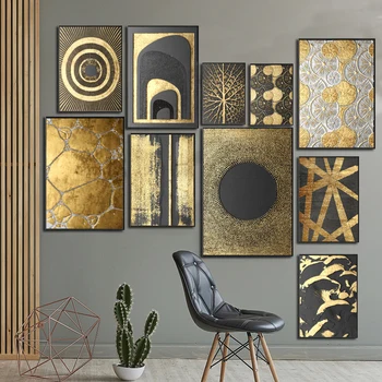 

Abstract Gold Angel Tree Ring Silver Leaf Black Marble Modern Canvas Painting Frames Prints Home Decoration Wall For Living Room